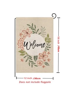 1pc Floral & Letter Graphic Garden Flag - Multicolor - View 4
