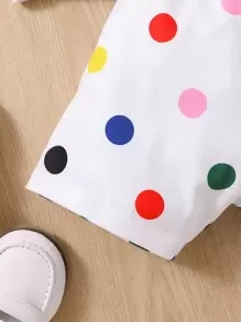 少女白色圓點度假甜美清新可愛圓領夏季兩件套 - 白色 - 查看 4