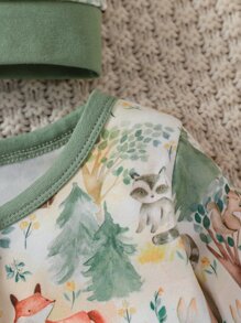 Bebé Jumpsuit con estampado de dibujos animados con sombrero - Multicolor - Ver 4