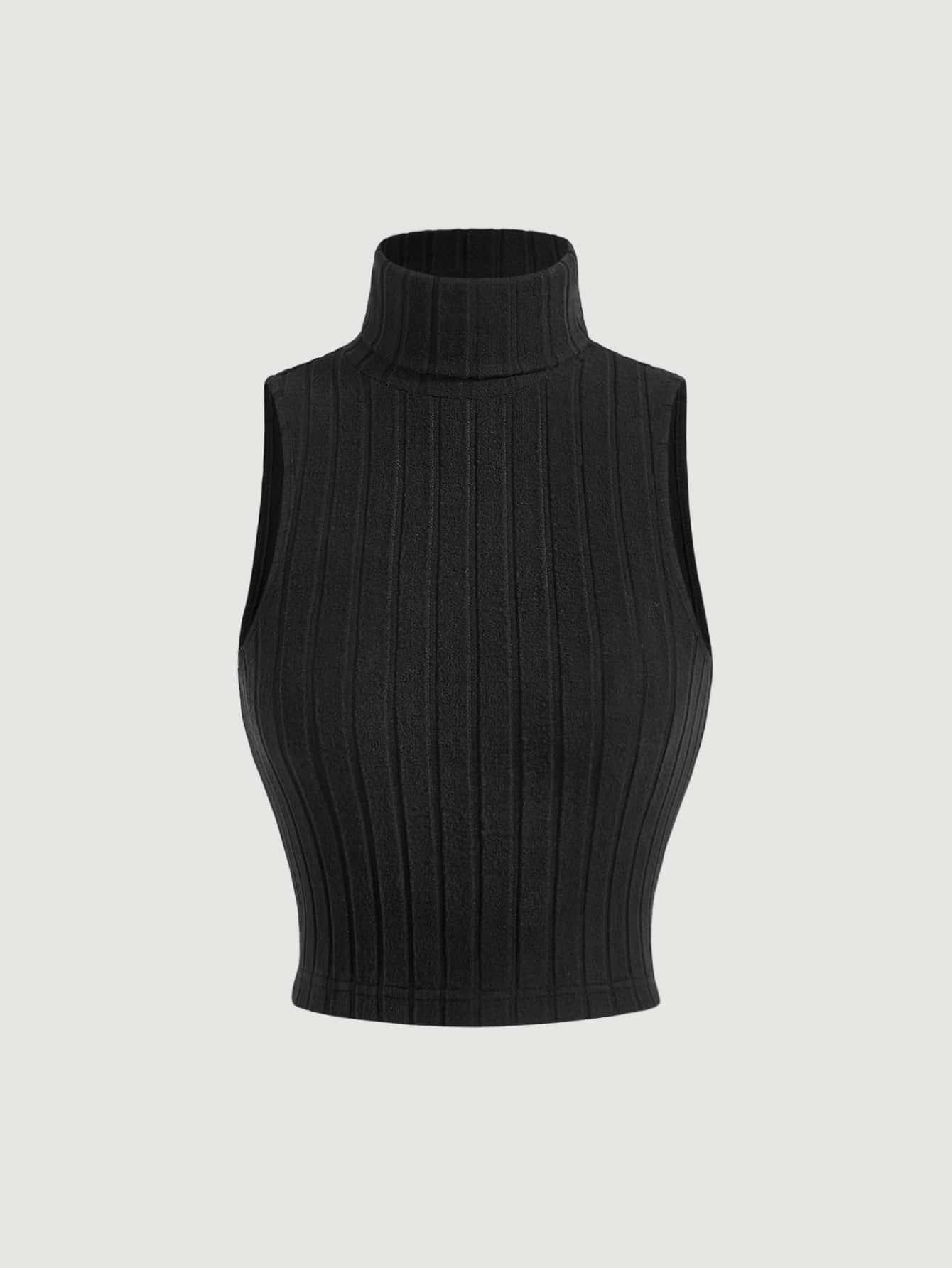 SHEIN MOD Solid Turtleneck Tank Top SHEIN UK