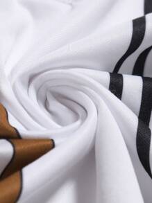 Manfinity Men Striped Polo Shirt & Drawstring Waist Joggers - Black and White - View 3