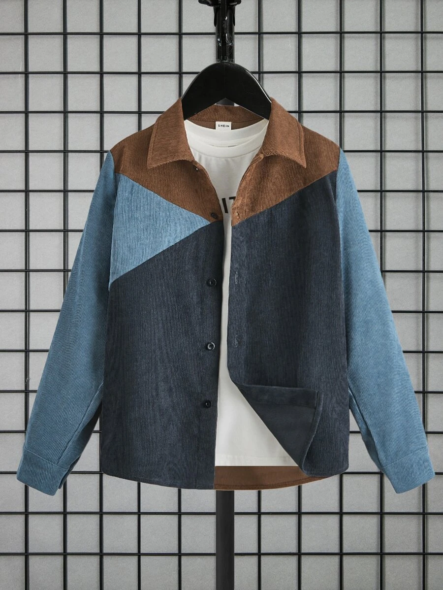 SHEIN Boys Colour Block Shirt Without Tee - Multicolor - View 1