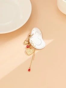 5 件心形细节耳环情人节 - 金黃色 - 查看 4