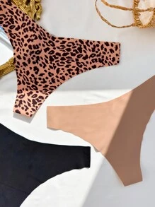 3 条装豹纹隐形性感内裤套装 - 彩色 - 查看 6