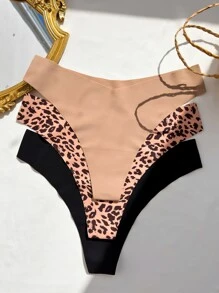 3 条装豹纹隐形性感内裤套装 - 彩色 - 查看 7