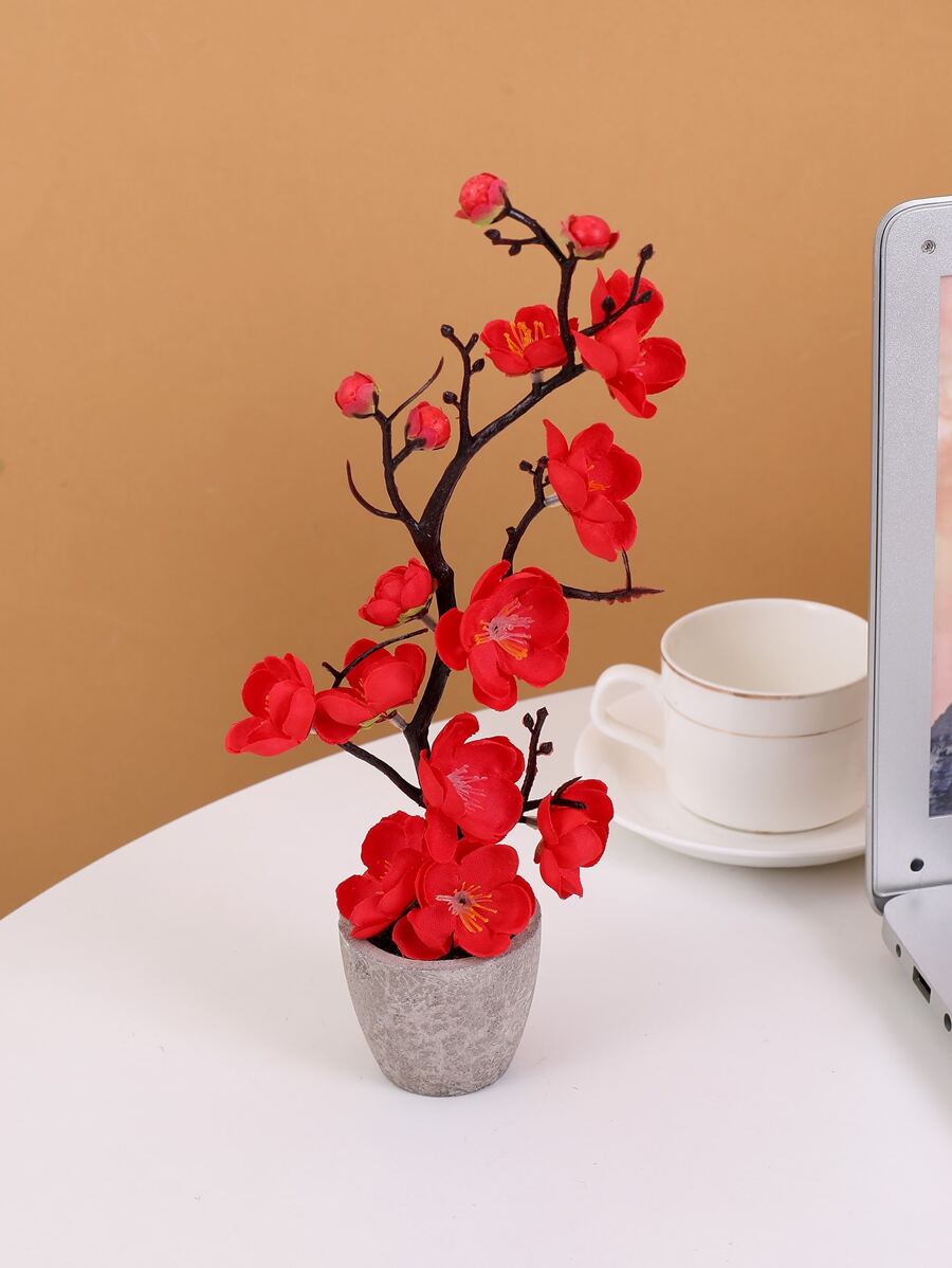 قطعة واحدة نبات صناعي معشش ، زهرة شباع صغيرة مع عبوة ، لديكور المنزل ، عيد الحب ، هدية