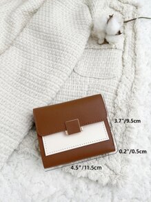 Billetera pequeña con solapa de dos tonos, cartera pequeña con ventana para tarjetas de crédito y billete, billetera plegable para mujeres, portátil, para dinero, efectivo, trabajadores de cuello blanco, para mujer universitaria, trabajo, negocios, viajes, oficina, para aniversario, pareja, regalo de cumpleaños, San Valentín - Marrón - Ver 3