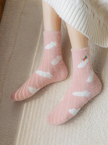 Toddler Girls Carrot Pattern Crew Socks - Pink - View 1