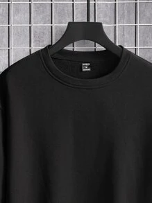 Manfinity Homme Loose Fit Men's Patched Detail Sweatshirt & Drawstring Waist Sweatpants , Fall Clothes