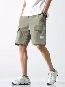 Chillumni Men's Loose Fit Bermuda Shorts With Flap Pockets Going Out Casual Drawstring Cargo Shorts, For Husband, Boyfriend Gifts