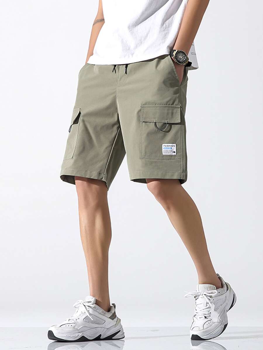 Chillumni Men's Loose Fit Bermuda Shorts With Flap Pockets Going Out Casual Drawstring Cargo Shorts, For Husband, Boyfriend Gifts