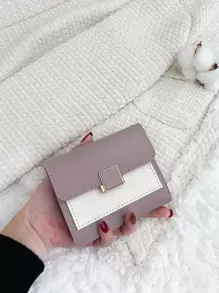 Ví đựng thẻ tín dụng gấp hai tông màu nhỏ dạng cửa sổ đựng ID cho nữ Ví đựng tiền mặt di động cho nhân viên văn phòng cho nữ đi làm việc tại trường đại học, đi làm văn phòng cho kỷ niệm cho cặp đôi cho quà tặng sinh nhật vào ngày lễ tình nhân Quà tặng cho phụ nữ Ví ví Ví nhỏ - Màu Lilac Tím - Xem 1