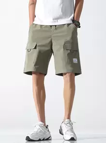 Chillumni Men's Loose Fit Bermuda Shorts With Flap Pockets Going Out Casual Drawstring Cargo Shorts, For Husband, Boyfriend Gifts
