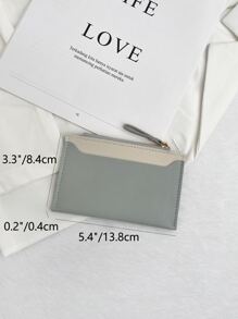 时尚双色超薄轻便便携式现金卡位硬币袋适用于生日礼物周年纪念圣诞节情人节情侣女士女孩青少年大学生学生书包学校用品宿舍和返校卡夹钱包名片夹信用卡夹身份证夹女士迷你钱包卡片钱包 - 淺灰色 - 查看 3