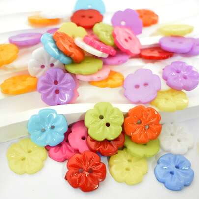 50 pièces Bouton de couture à design fleur aléatoire