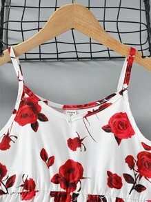 Girls Floral Print Cami Dress - White - View 3
