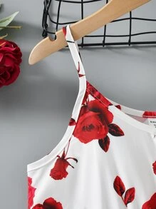 Girls Floral Print Cami Dress - White - View 5