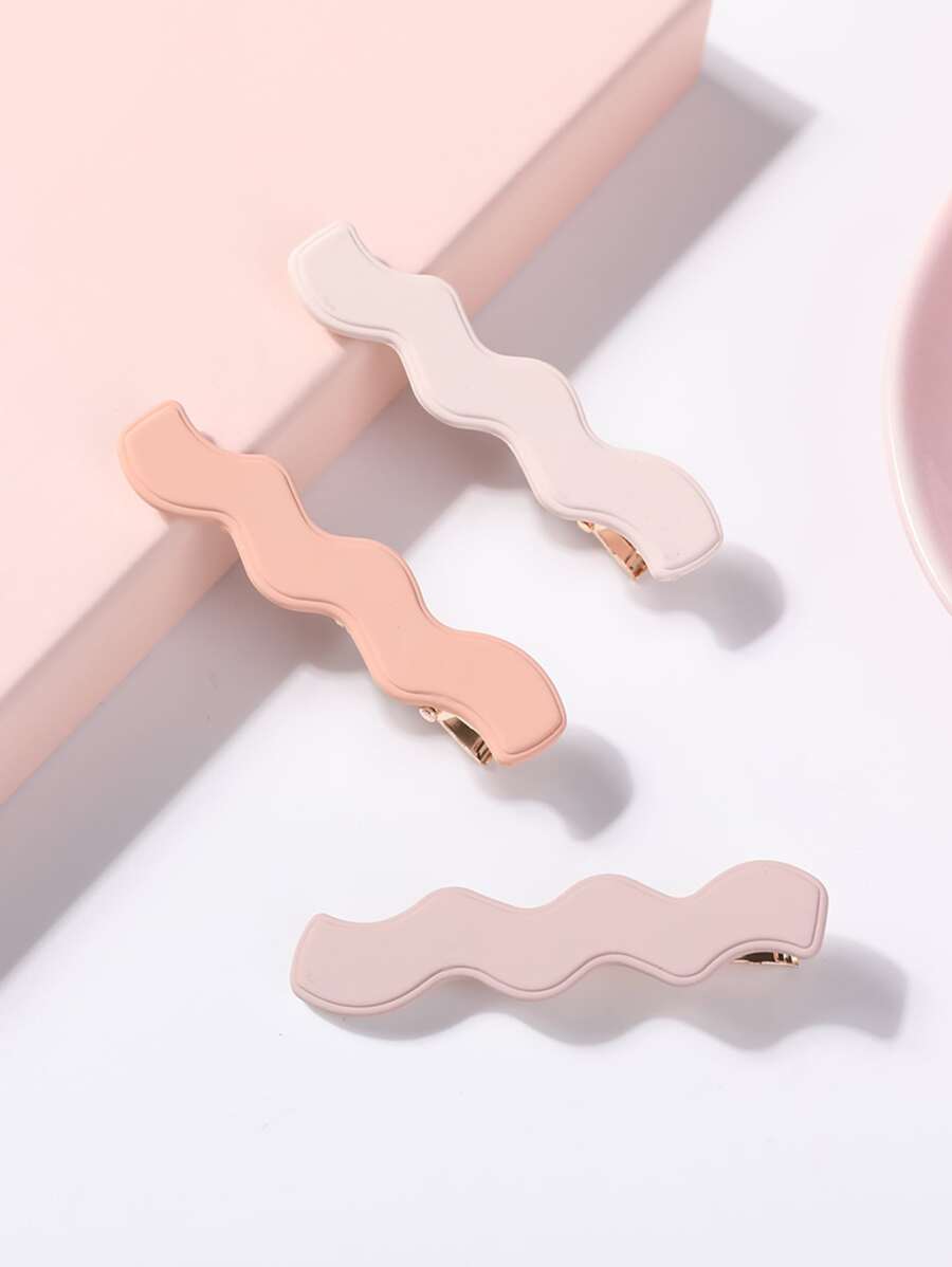 3pcs Girls Wave Design Hair Clip - Multicolor - View 1