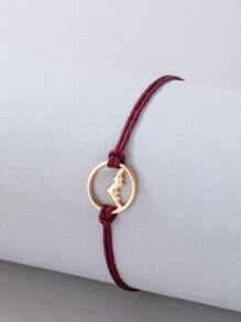 Mountain & Circle Decor Bracelet - Burgundy - View 1