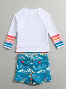 小男童熱帶圖案沙灘泳裝