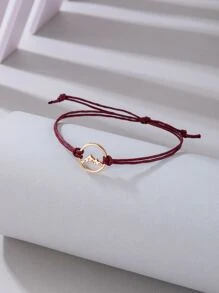 Mountain & Circle Decor Bracelet - Burgundy - View 4