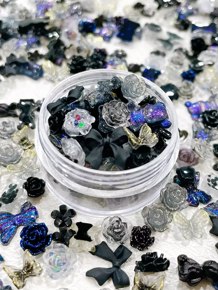 1 盒花朵图案美甲装饰 DIY 指甲饰品 指甲宝石 美甲用品 - 彩色 - 查看 1