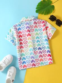 小男童滿版心形印花襯衫