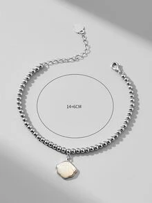 貝殼吊墜串珠銀手環