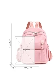 貼片細節功能背包書包，適合畢業生、青少年女孩、新生、大二、大三、大學、大學和高中，非常適合戶外、旅行和返校 - 粉色 - 查看 3