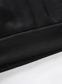 Manfinity Men Reflective Bear Print Kangaroo Pocket Drawstring Hoodie - Black - View 4