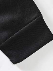 Manfinity Men Reflective Bear Print Kangaroo Pocket Drawstring Hoodie - Black - View 5