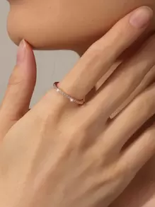 Anillo zirconia cúbica - Oro rosa - Ver 2