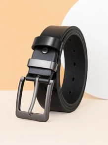 Men Square Buckle Belt For Daily Use Gift For Friend Casual - Black - View 1