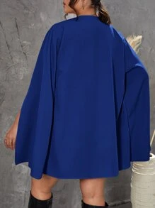 SHEIN Clasi 大碼斗篷袖開門襟西裝外套 - 藏蓝色 - 查看 2