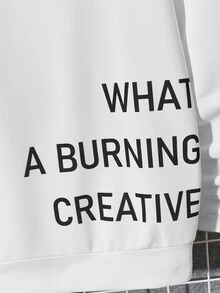 Manfinity Men Slogan Graphic Sweatshirt - White - View 4