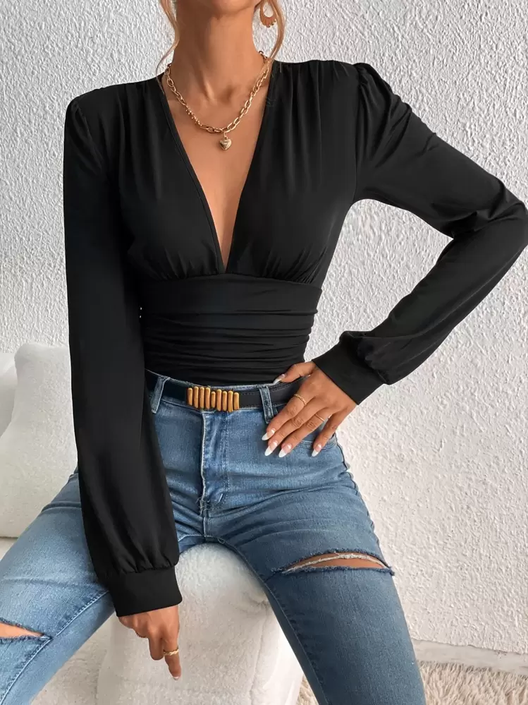 SHEIN Tall 1 Peça Bodysuit Feminino Elegante de Cor Sólida com