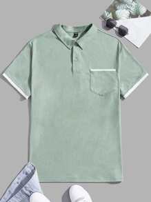 Manfinity Men Contrast Trim Polo Shirt - Mint Green - View 1