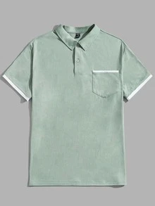 Manfinity Men Contrast Trim Polo Shirt - Mint Green - View 3