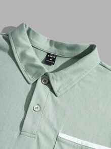 Manfinity Men Contrast Trim Polo Shirt - Mint Green - View 5