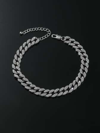 1 件奢华锌合金水钻装饰脚链，适合男士和女士作为日常配饰链