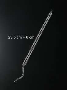 1pc Luxury Zinc Alloy Rhinestone Decorated Anklet, Suitable For Men And Women As Daily Accessory Chain - Silver - View 4