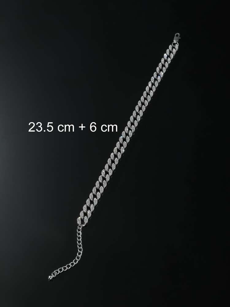1pc Luxury Zinc Alloy Rhinestone Decorated Anklet, Suitable For Men And Women As Daily Accessory Chain