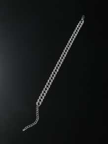 1pc Luxury Zinc Alloy Rhinestone Decorated Anklet, Suitable For Men And Women As Daily Accessory Chain - Silver - View 3