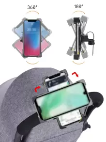 折疊式嬰兒車手機支架 - 黑色 - 查看 6