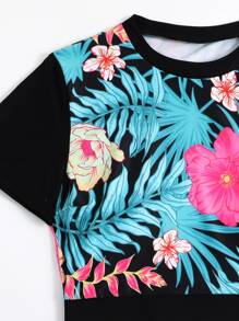 Floral Print High Waisted Bikini Set Summer Beach - Multicolor - View 4