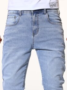 Manfinity Men Slant Pocket Skinny Jeans - Light Wash - View 3