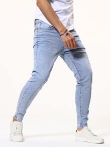 Manfinity Men Slant Pocket Skinny Jeans - Light Wash - View 7