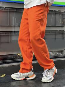 Manfinity Hypemode Men Slant Pocket Straight Leg Jeans - Orange - View 1