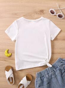 Toddler Girls Moon & Letter Graphic Tee - White - View 2