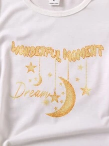 Toddler Girls Moon & Letter Graphic Tee - White - View 3